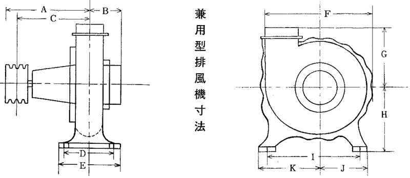 兼用型排風機寸法
